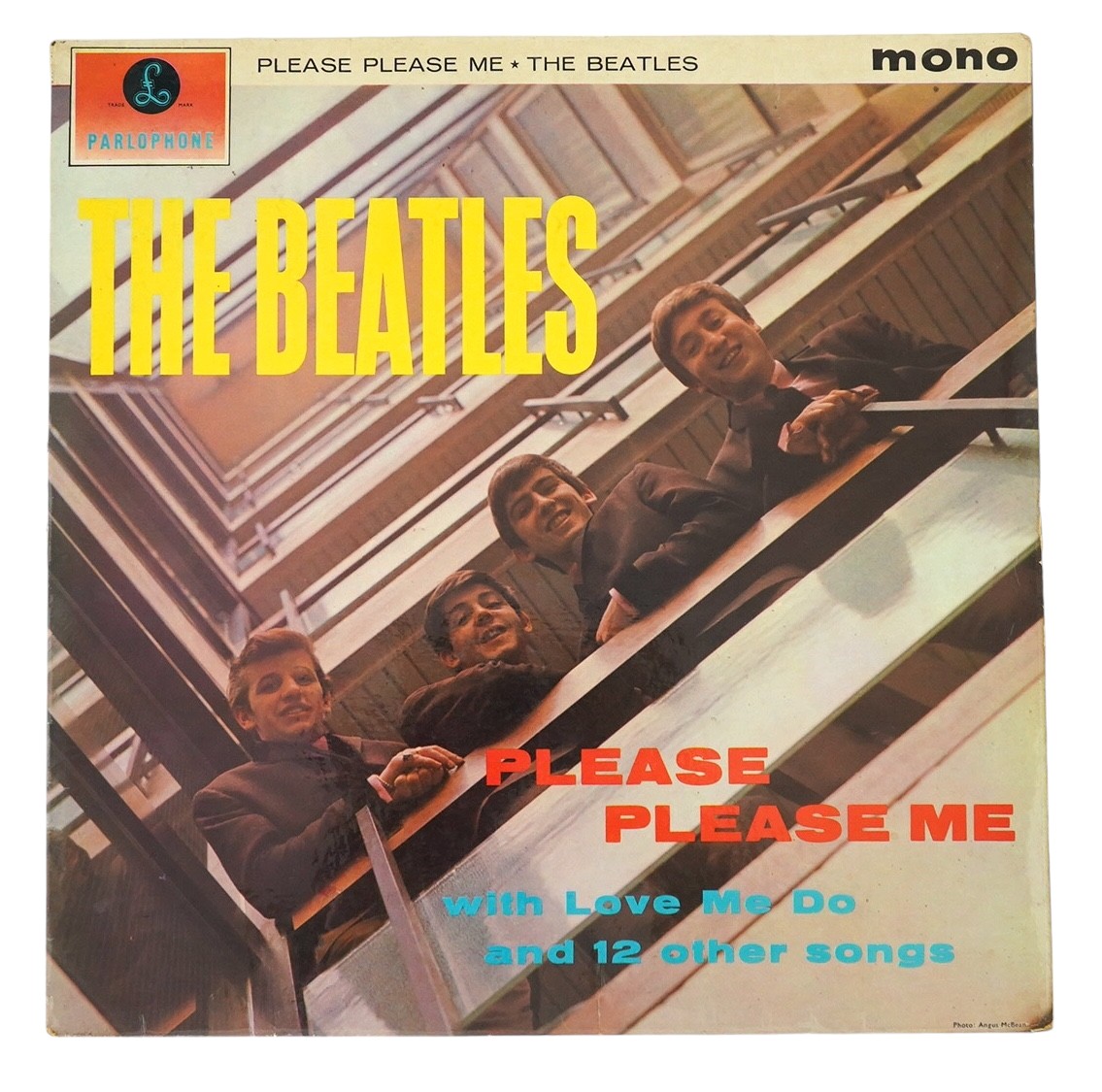 The Beatles; Please Please Me LP record album, mono on gold Parlophone label, PMC 1202, XEX 421-1N. Condition - fair